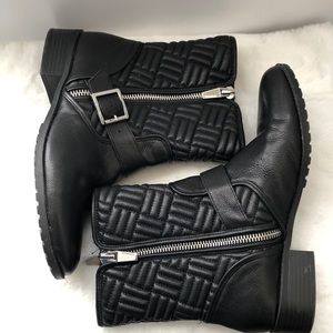 Calvin Klein Rauline quilted leather moto boots